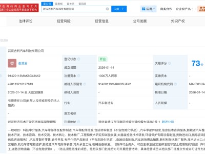 武漢吉利汽車科技公司成立 注冊資本1000萬