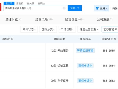 賽力斯申請藝芯智能體商標