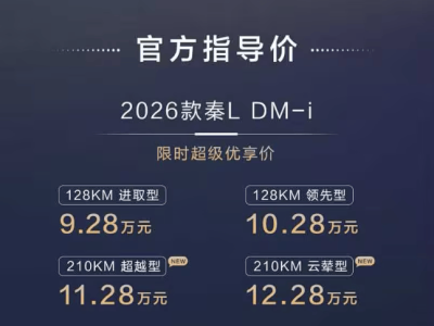 10萬級混動家轎新選擇!26款秦L DM-i續航配置雙升級 剛需也能享品質