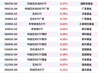存儲芯片概念股強勢上漲,科創芯片設計ETF、芯片ETF 、半導體ETF、科創芯片ETF漲超4%