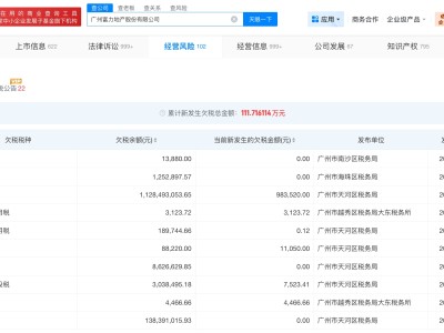 富力地產(chǎn)欠稅13億被公告