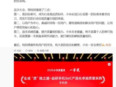 盧偉冰發(fā)聲：玄戒芯片產(chǎn)品化項(xiàng)目獲小米質(zhì)量最高獎(jiǎng)，展望未來(lái)發(fā)展新方向