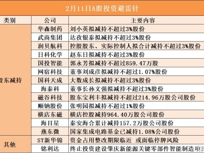 2月11日A股投資避雷針︱ST新華錦：資金占用整改期限臨近 或面臨停牌風險