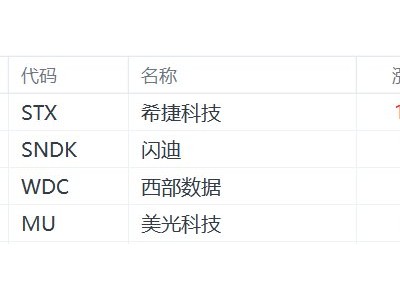 美股存儲概念漲幅擴大:希捷科技漲近11%,閃迪漲9%