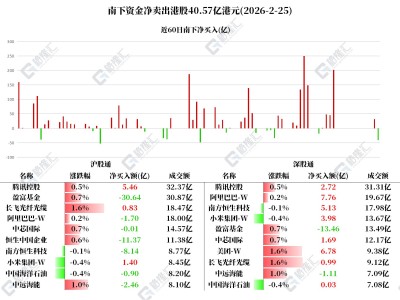 圖解丨南下資金凈買入騰訊、美團和阿里