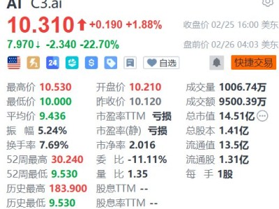 美股異動 | C3.ai盤前暴跌22% Q3業績及Q4指引均遠遜預期