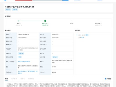 奇瑞公布車輛水中航行姿態(tài)調(diào)節(jié)專利 可提升航行速度與駕駛安全性