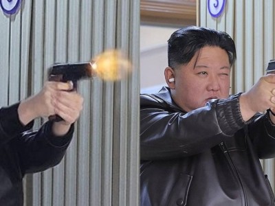 金正恩攜女視察軍工廠，試射新型手槍