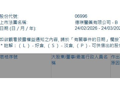 德琪醫(yī)藥-B(06996.HK)獲執(zhí)行董事龍振國增持26.75萬股