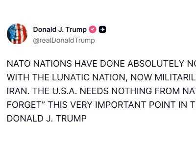 特朗普：北約在伊朗問題上毫無作為