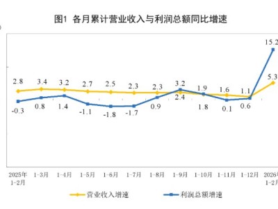國家統計局：1—2月份全國規模以上工業企業利潤增長15.2%