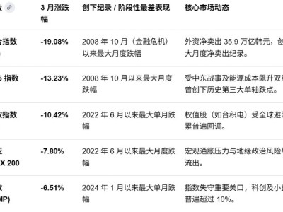 中東戰(zhàn)火重創(chuàng)亞太：日韓股市3月慘淡收官，均創(chuàng)2008年以來最大月跌幅