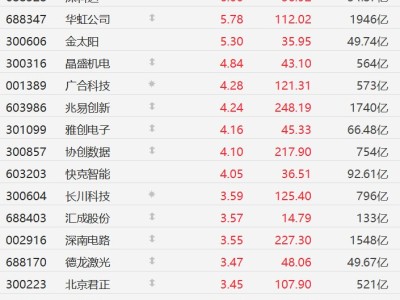 A股存儲(chǔ)芯片股集體上漲，華虹公司漲超5%，兆易創(chuàng)新漲超4%