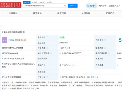 陽光電源在上海成立新能源公司 注冊資本100萬