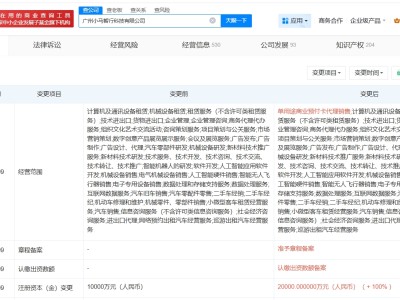 廣州小馬智行科技公司增資至2億 增幅100%