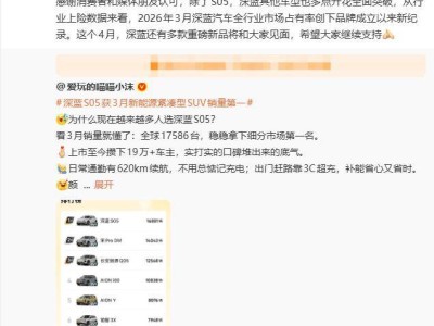 深藍(lán)汽車3月銷量勁增市占率創(chuàng)新高，4月多款新品蓄勢待發(fā)