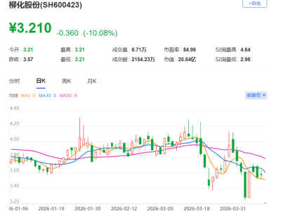 A股異動(dòng)丨柳化股份一字跌停，年度業(yè)績(jī)預(yù)虧+可能被實(shí)施退市風(fēng)險(xiǎn)警示